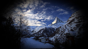 mountain range, mountains, nature, house, Matterhorn HD wallpaper