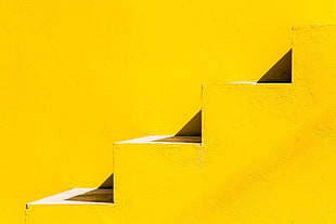 yellow concrete stair, angle, texture, staircase, geometry HD wallpaper