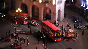 buses, vehicle, London, tilt shift HD wallpaper