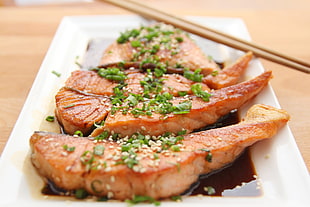 salmon dish with garnish
