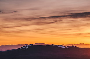 silhouette of mountain, Mountains, Field, Sky HD wallpaper