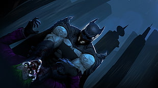 Batman illustration, Batman, Joker, DC Comics, Gotham City HD wallpaper