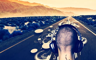 black stereo headphones, music, DJ HD wallpaper