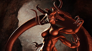 demon woman illustration HD wallpaper