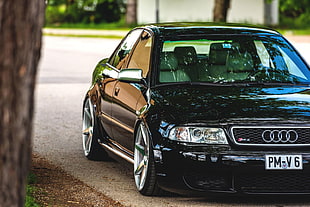 black Audi sedan, Audi, rs4, car, Stance