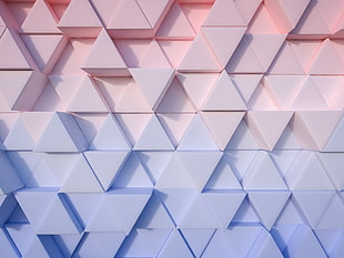 triangular cube white surface, triangle, pastel, abstract HD wallpaper