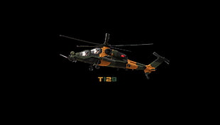 black and orange helicopter illustration, TAI/AgustaWestland T129, aircraft, military aircraft, helicopters HD wallpaper