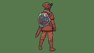 man wearing gray shield and sword illustration HD wallpaper