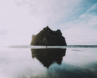 gray rock formation, landscape, shore, island