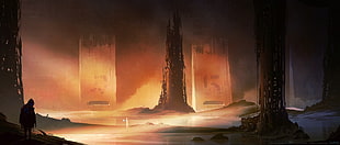 brown castle wallpaper, fantasy art, Underworld, landscape