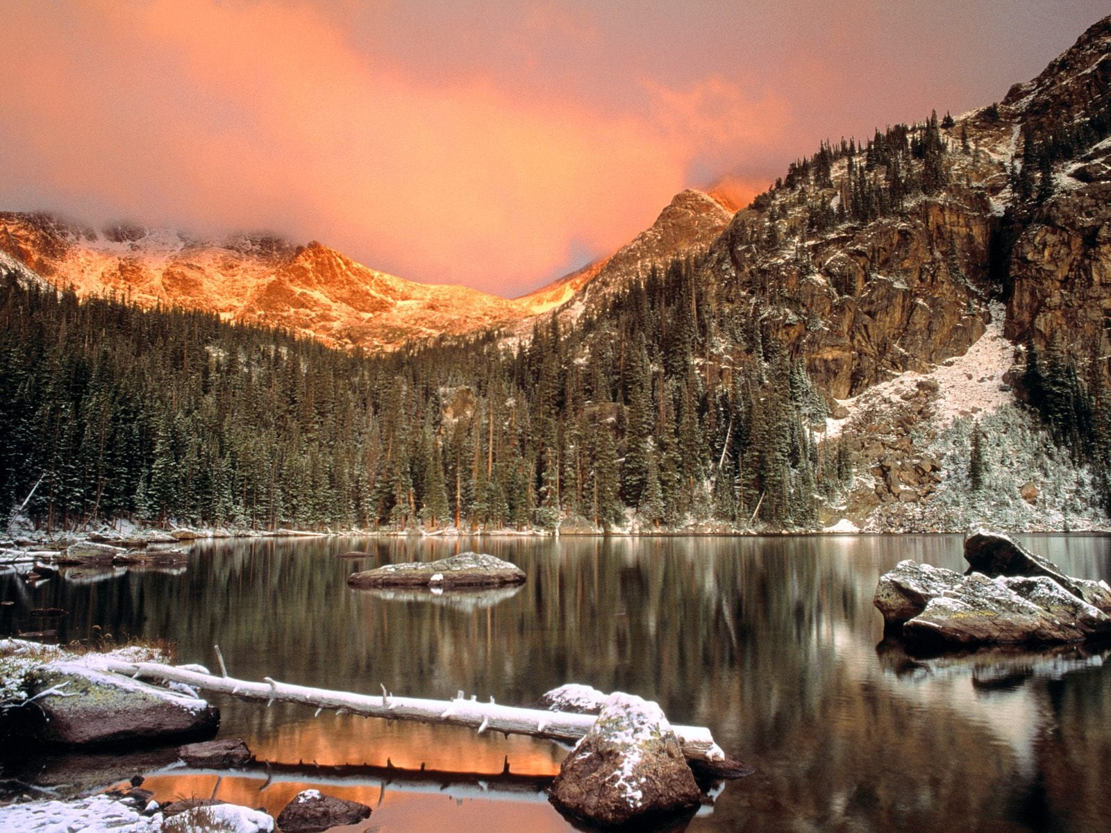 Lake,  Colorado,  Stones,  Log