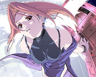 girl in gray halter top anime wallpaper HD wallpaper