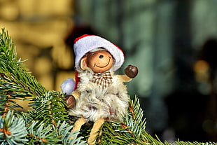 brown bear wearing brown top Christmas tree ornament HD wallpaper