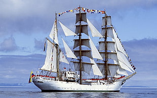 white flagship, sailing ship, ship, vehicle HD wallpaper