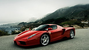 red coupe, car, sports car, Ferrari, Ferrari Enzo HD wallpaper