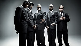 five men in black formal attire HD wallpaper