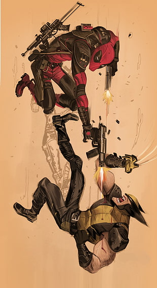 Deadpool and Wolverine illustration HD wallpaper