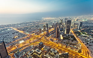 person showing timelapse cityscape