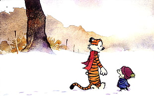 two animal character illustration, Calvin and Hobbes, comics HD wallpaper