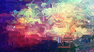 multicolored abstract painting, abstract, digital art, warm colors HD wallpaper