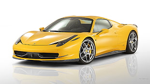 yellow Ferrari super car, Ferrari 458, supercars, simple background, Ferrari HD wallpaper
