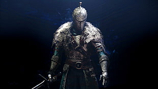 Knight in armor with black background HD wallpaper