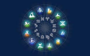 Zodiac Sign, dark background, digital art, Zodiac HD wallpaper