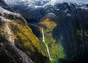 aerial view photography of plunge waterfalls, nature, landscape, waterfall HD wallpaper