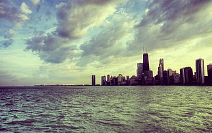 white city buildings, city, cityscape, clouds, skyscraper