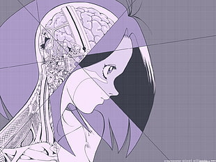 female cartoon character sketch, anime, Battle Angel Alita, anatomy, brain HD wallpaper