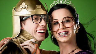 Katty Perry, Katy Perry, braces, nerds, glasses HD wallpaper