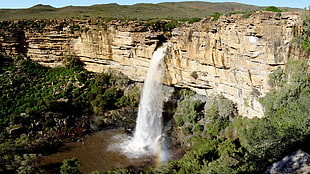waterfall poster, nature, landscape, waterfall