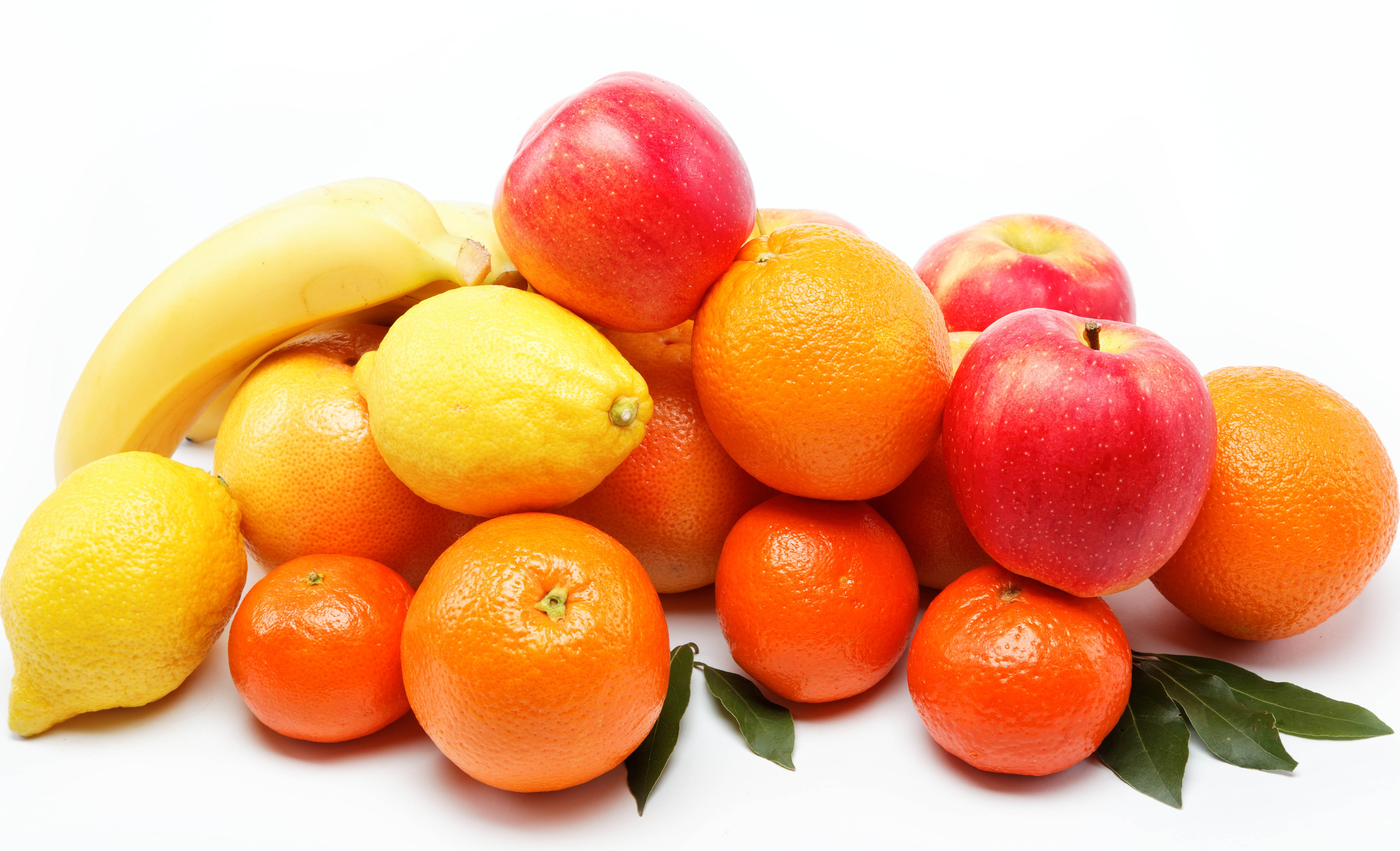 Red Apples Orange Fruits And Limes With Bananas Hd Wallpaper