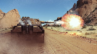 brown battletank wallpaper, World of Tanks, tank, render, wargaming HD wallpaper