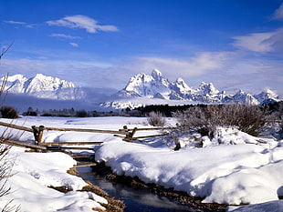 Fence,  Snow,  Winter,  Stream HD wallpaper