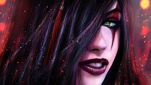 black haired female character wallpaper, League of Legends, Katarina the Sinister Blade, Morgana (League of Legends) HD wallpaper