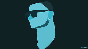 man with black sunglasses illustration, Skrillex, minimalism, illustration, face