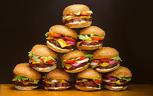 piled burgers HD wallpaper