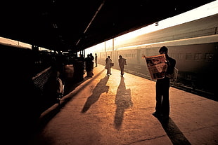 brown wooden bench, photography, India, train, train station HD wallpaper