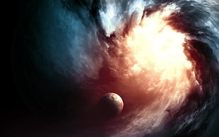 clouds and planet painting, abstract, Earth, space, space art HD wallpaper