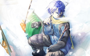 blue haired male anime wallpaper HD wallpaper