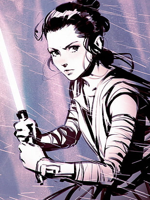 Rey from Star Wars painting, artwork, digital art, Star Wars, Rey