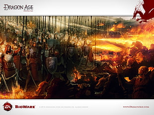 Dragon Age cover graphic screenshot, Dragon Age, Dragon Age: Origins, video games