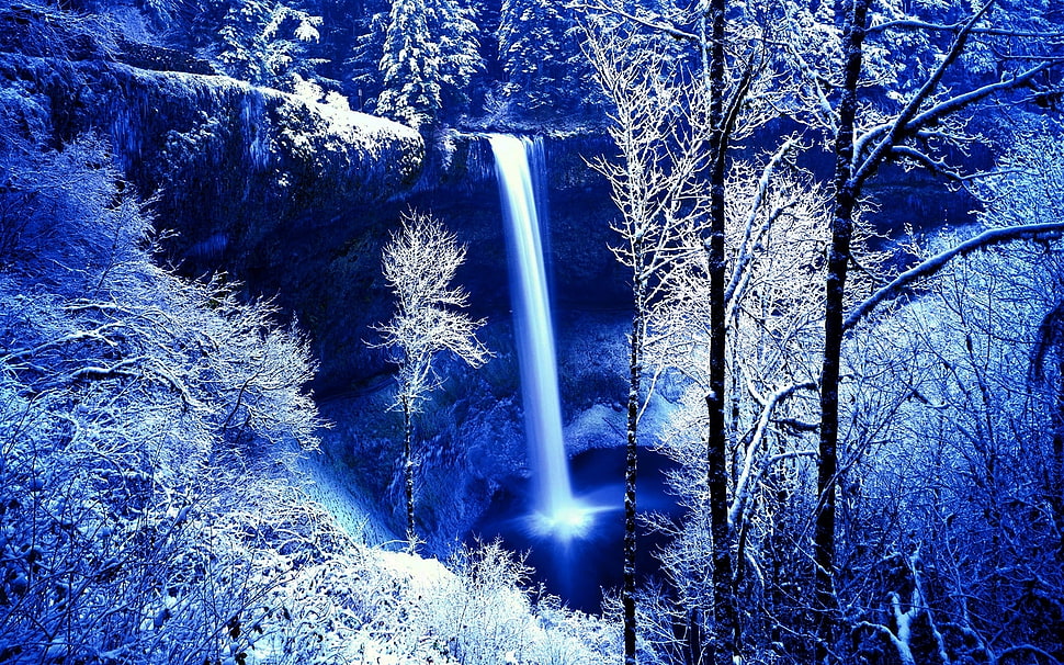 photo of white waterfalls HD wallpaper
