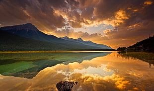 body of water, Canada, lake, reflection, sunset HD wallpaper