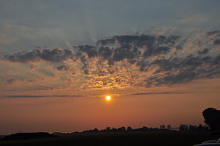 orange sun, sunset, sky, Sun, clouds HD wallpaper