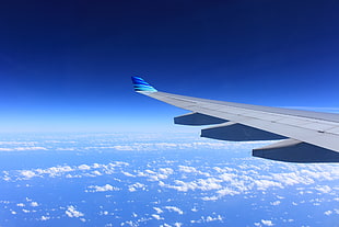 cloudy sky seen through airplane window