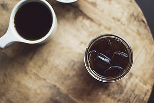 clear drinking glass, Coffee, Drink, Ice