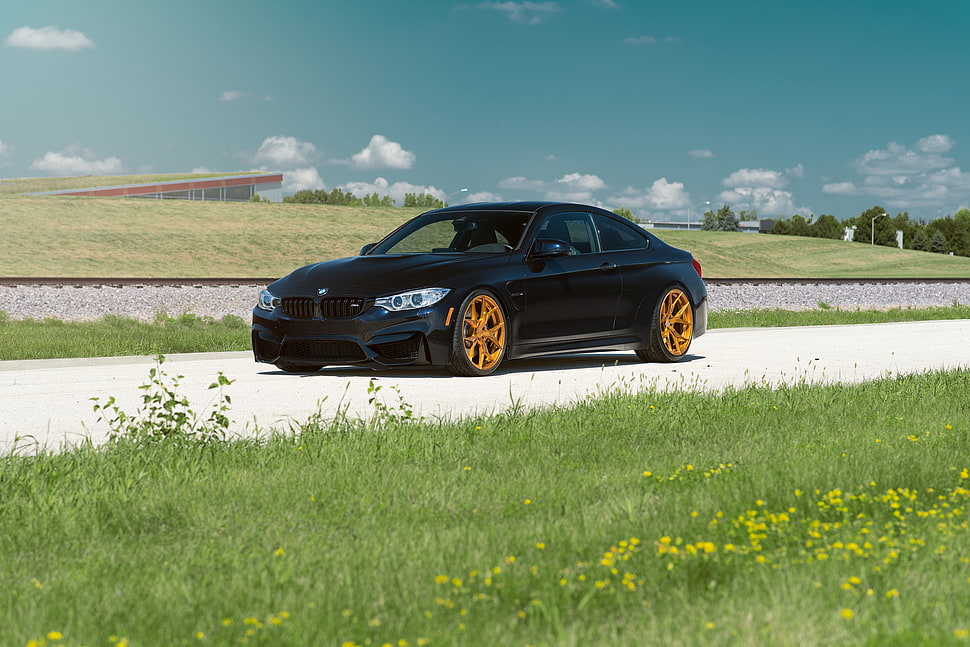 black BMW coupe HD wallpaper