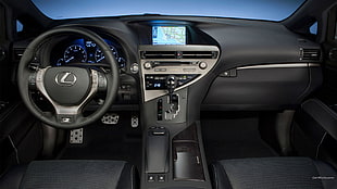 grey and black Lexus multifunction steering wheel, Lexus RX350, Lexus, car, car interior HD wallpaper